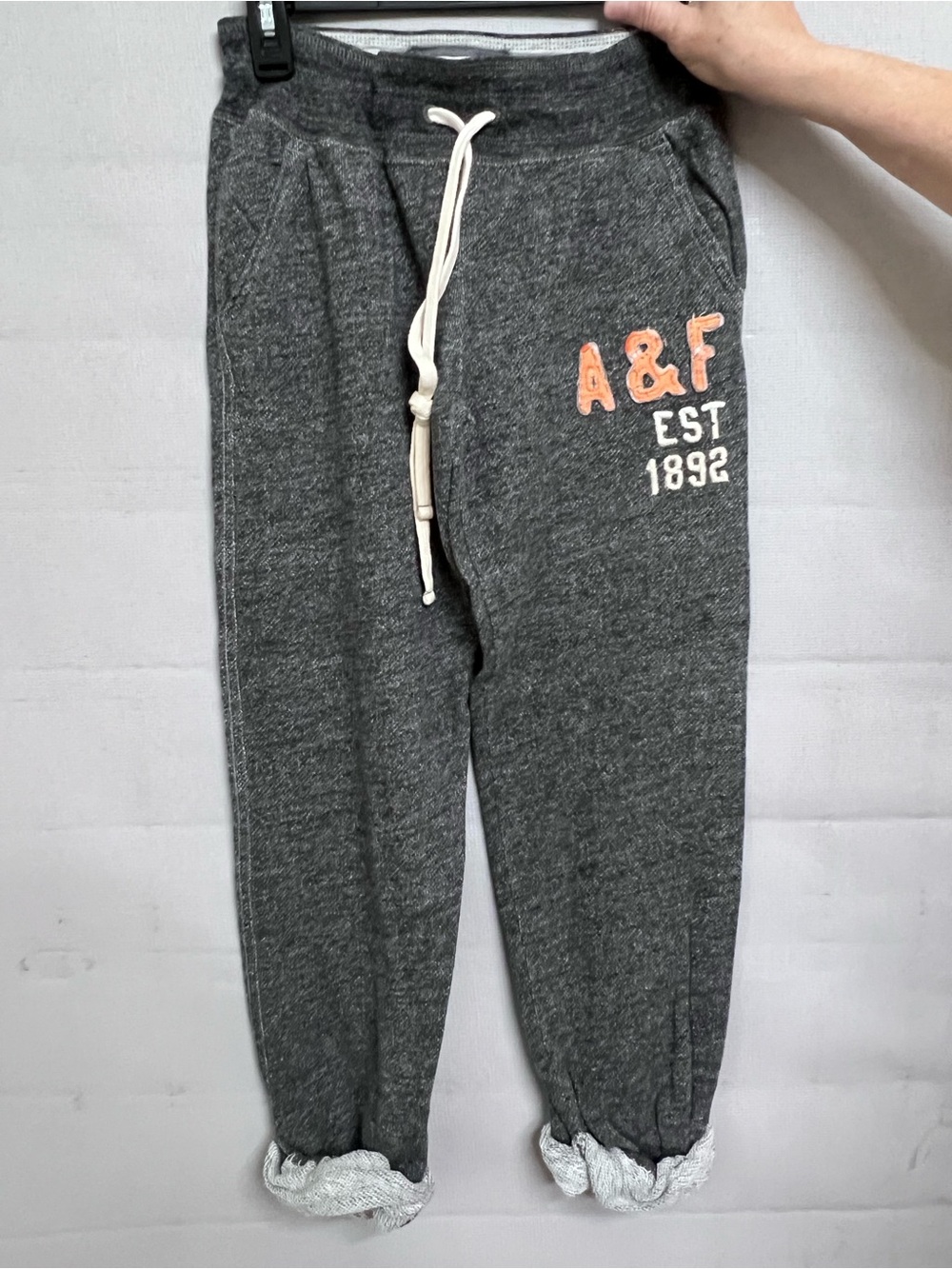 Abercrombie & Fitch Dark Gray Jogger Sweatpants with Pink Logo